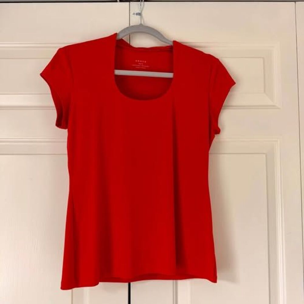 Grace Red Flutter Cap-Sleeve Shirt Women’s M